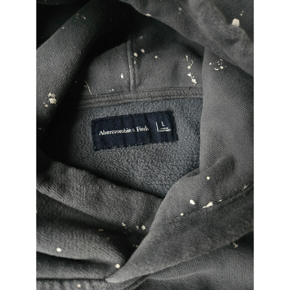 Abercrombie & Fitch Distressed PaintShop Splatter DarkGray Streetwear Hoodie L - Picture 6 of 8